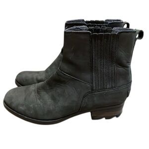 Sorel Lolla Black Chelsea Ankle Boots Womens Size 8.5 NL3078-010